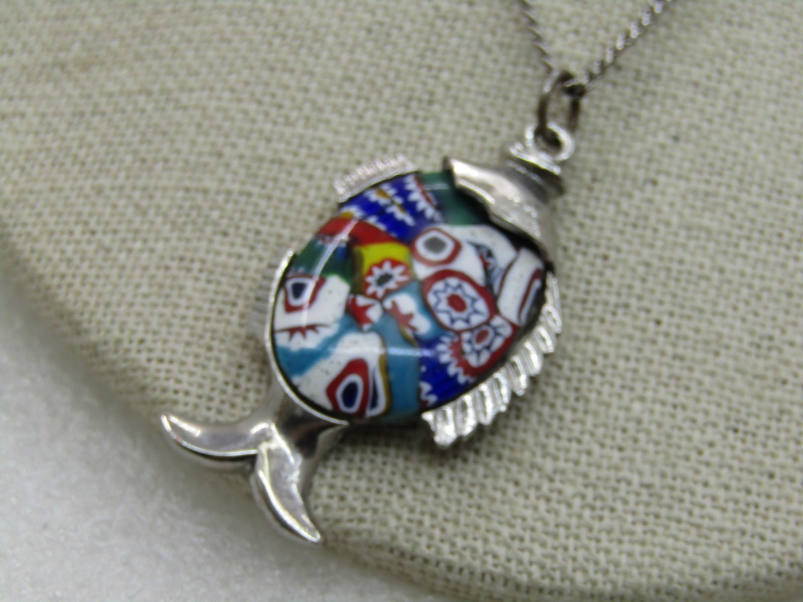 Vintage Faux Mosaic Fish Necklace, 18" - 4