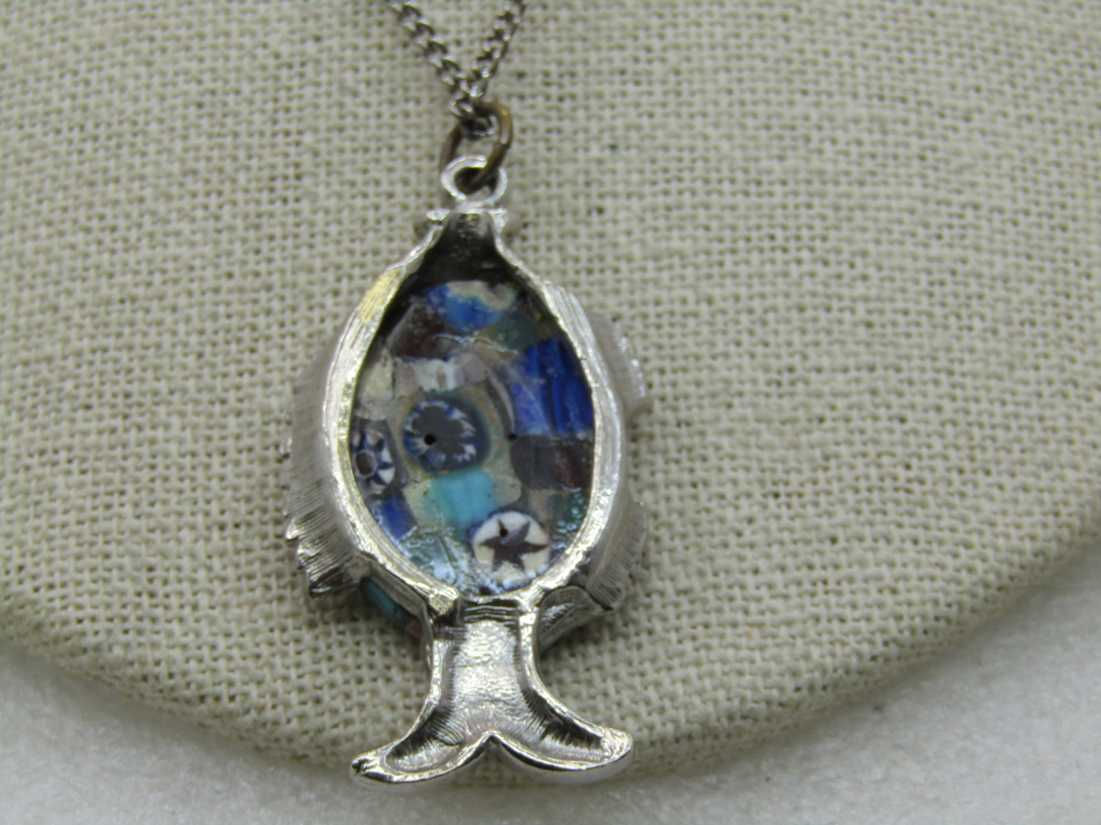 Vintage Faux Mosaic Fish Necklace, 18" - 5