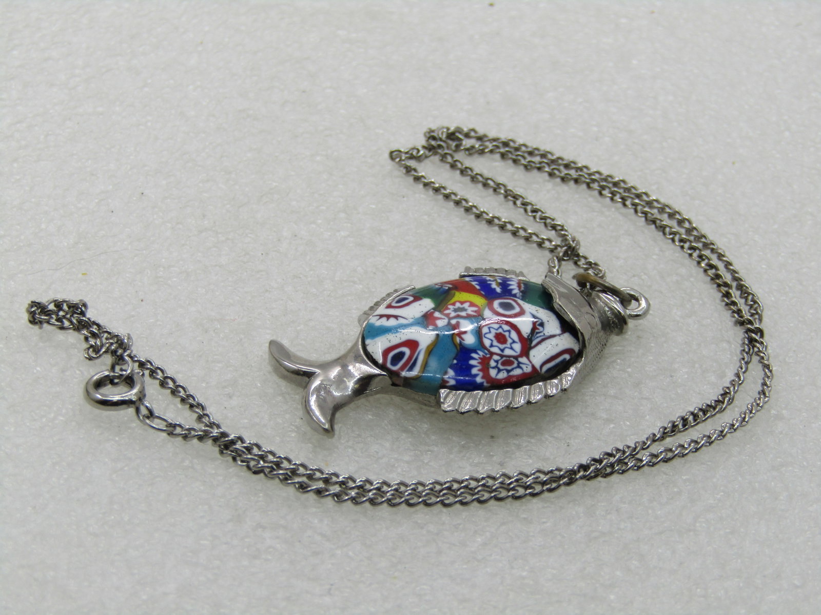 Vintage Faux Mosaic Fish Necklace, 18" - 6