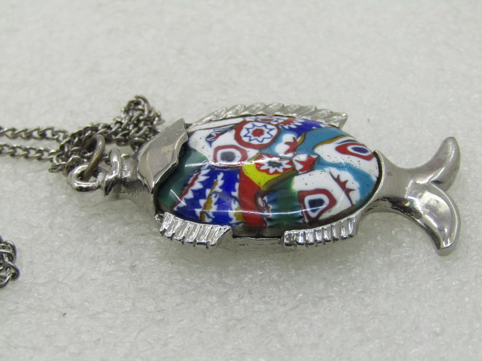 Vintage Faux Mosaic Fish Necklace, 18" - 7