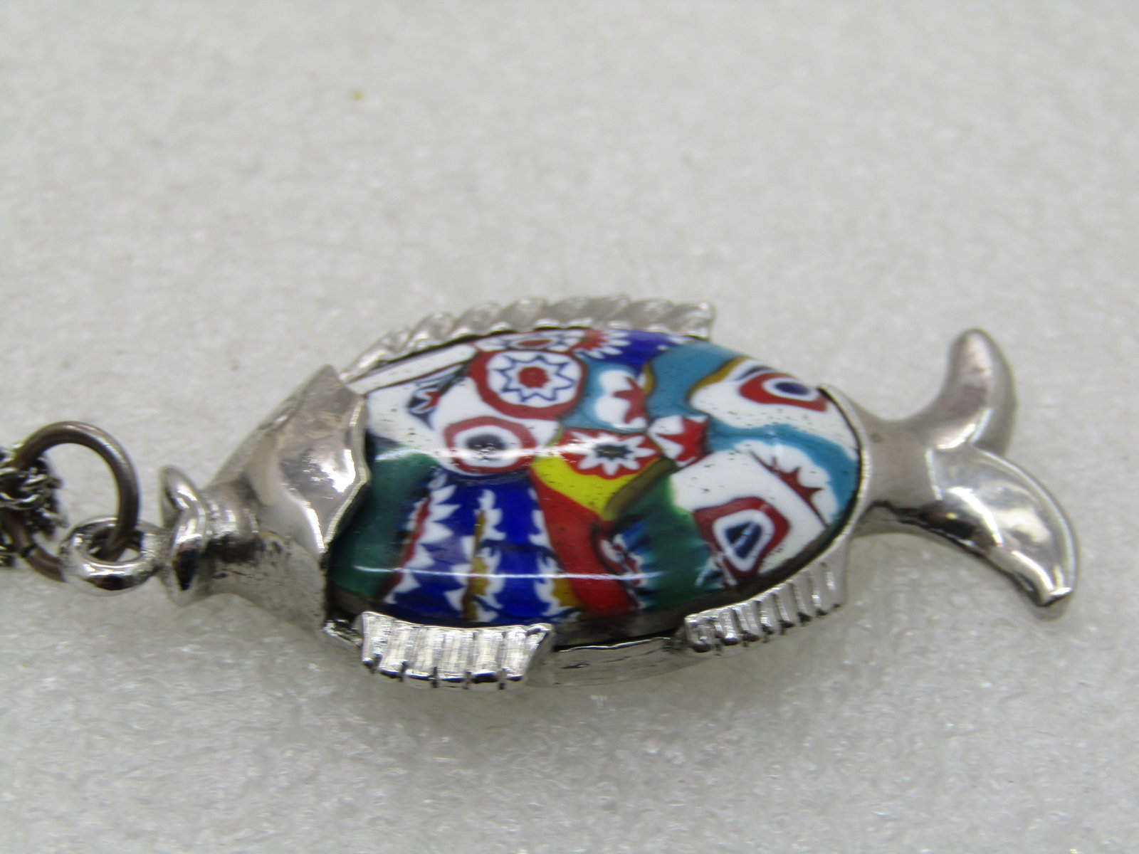 Vintage Faux Mosaic Fish Necklace, 18" - 8