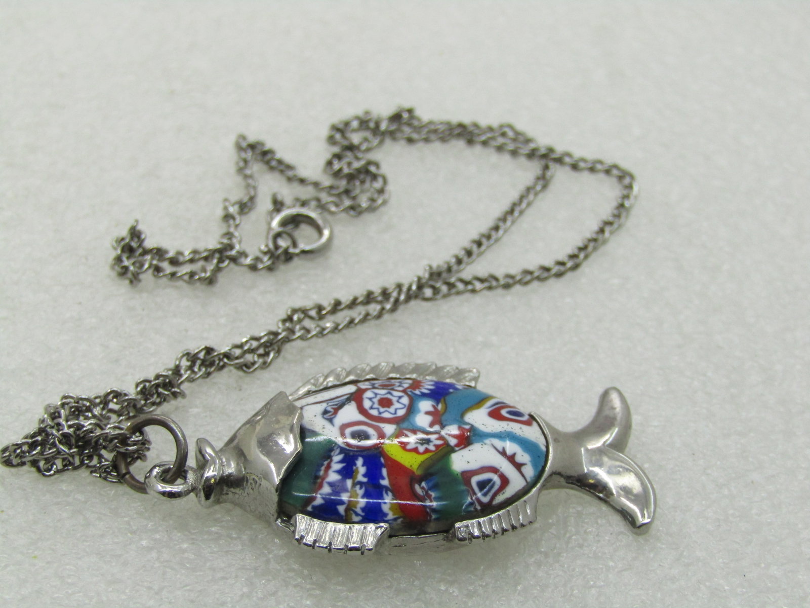 Vintage Faux Mosaic Fish Necklace, 18" - 9