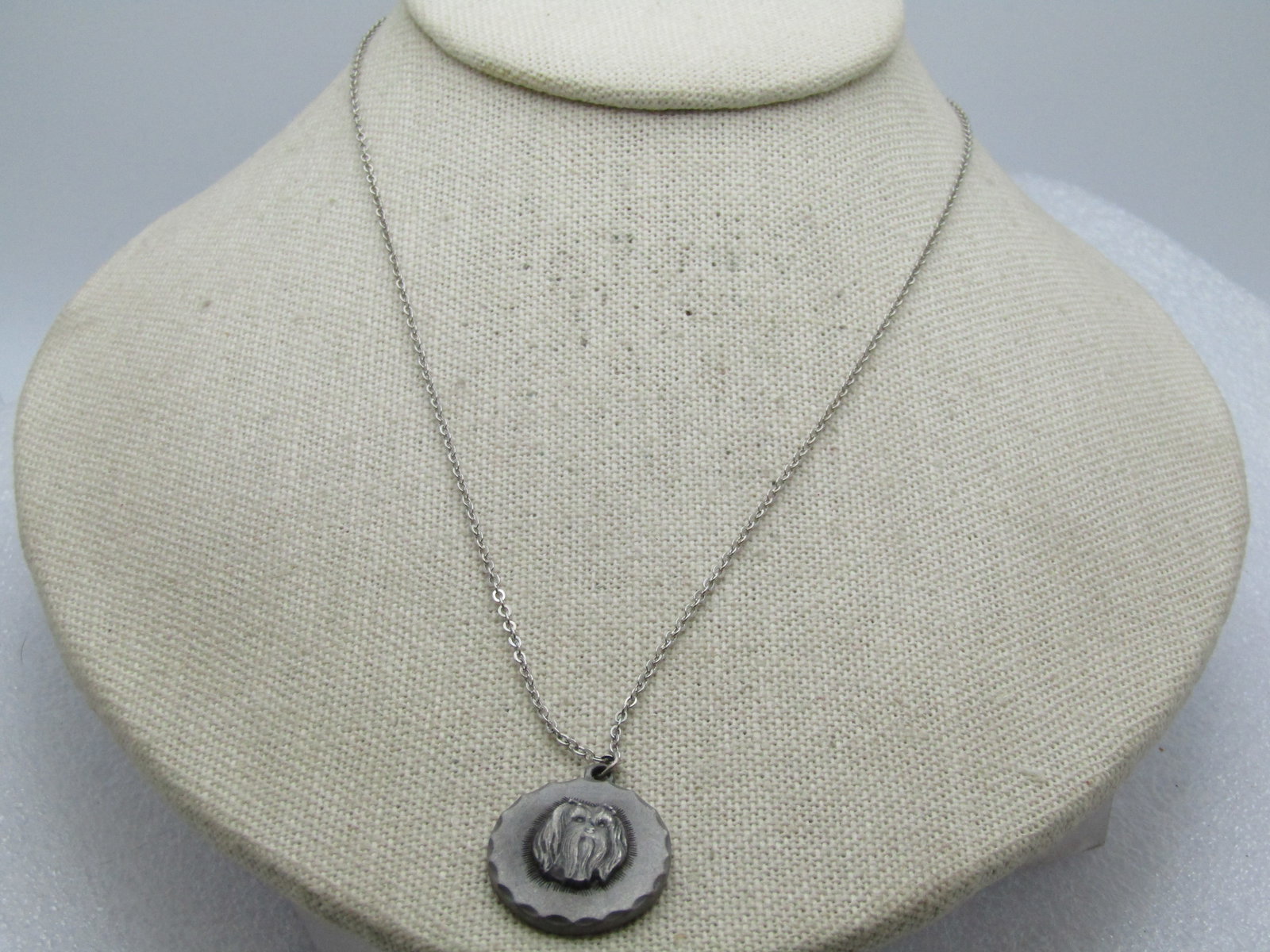 Vintage Maltese Dog Pewter Necklace, 1980's, Rawcliffe Signed, 18" - 2