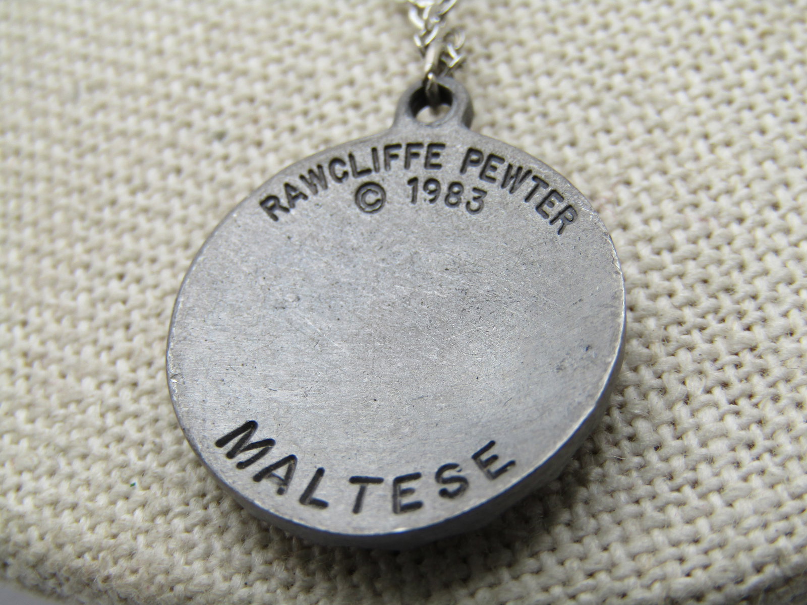 Vintage Maltese Dog Pewter Necklace, 1980's, Rawcliffe Signed, 18" - 4
