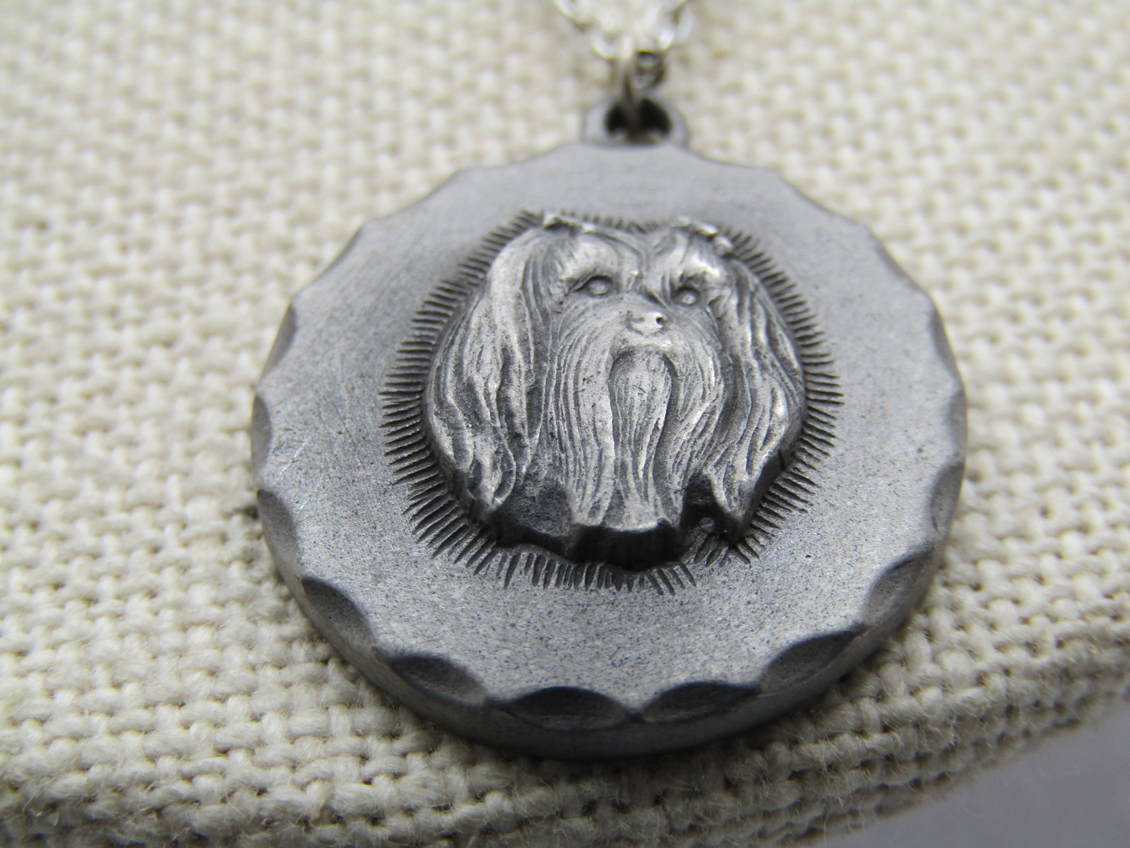 Vintage Maltese Dog Pewter Necklace, 1980's, Rawcliffe Signed, 18" - 5