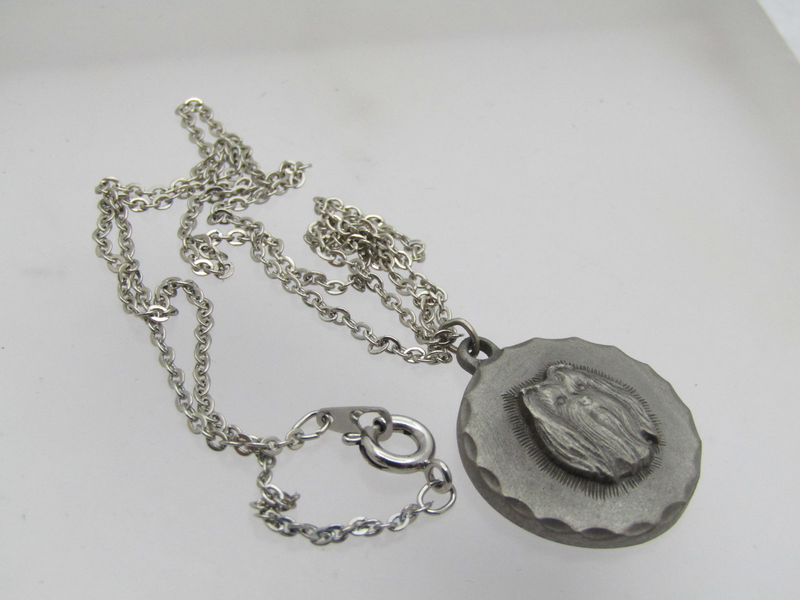 Vintage Maltese Dog Pewter Necklace, 1980's, Rawcliffe Signed, 18" - 6