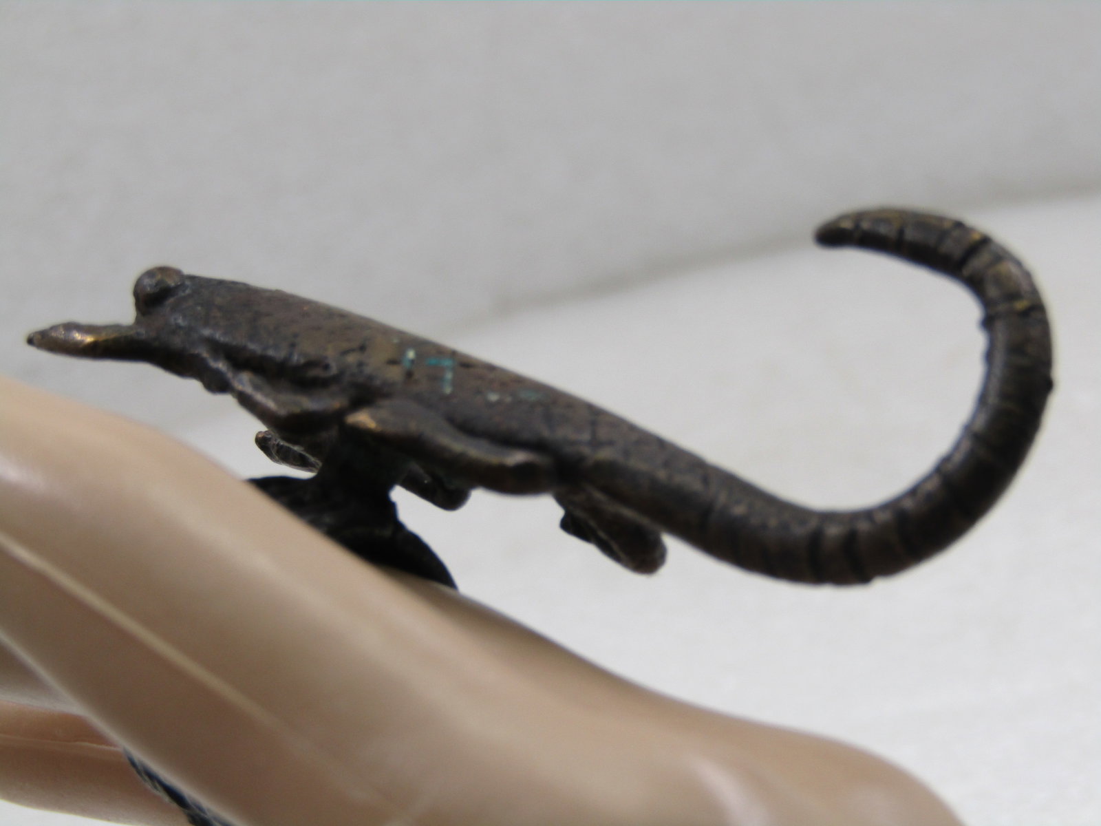 Antique African Tribal Bronze 6 Legged Lizard Ring, Sz. 7.75, Heavy - 7