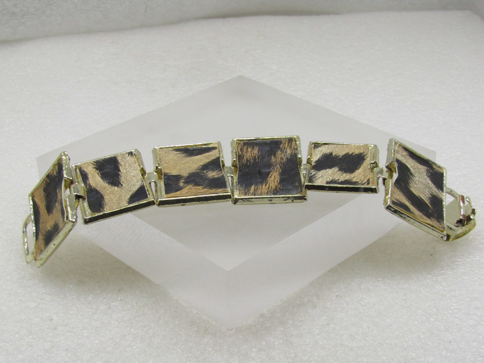 Vintage Faux Leopard Bracelet, 7.25, 1960's (1 of 6)