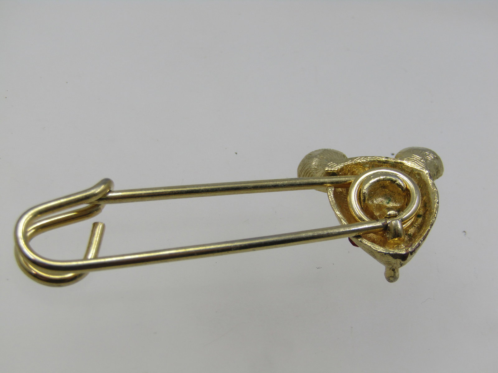 Vintage Mouse Safety Pin Brooch, Rhinestone Eyes, 1960's - 4