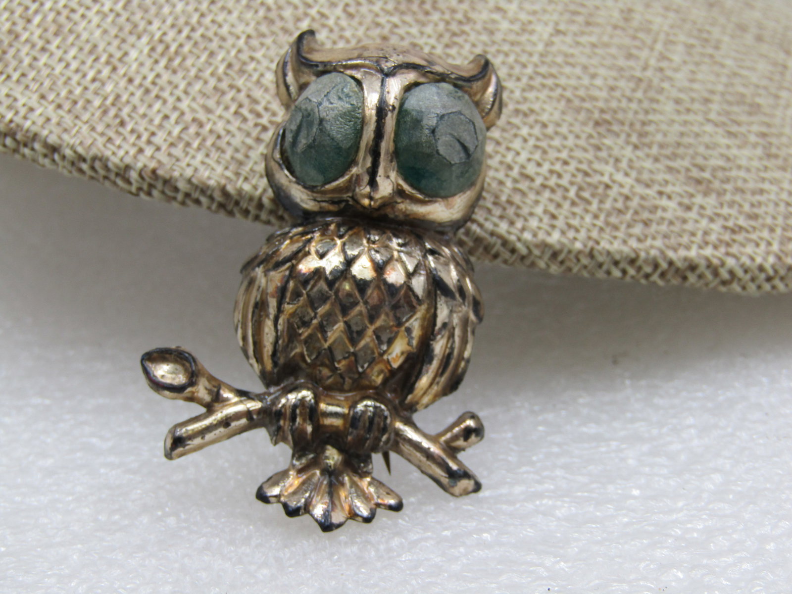 Vintage Silver Plastic Owl Brooch, 2" - 3