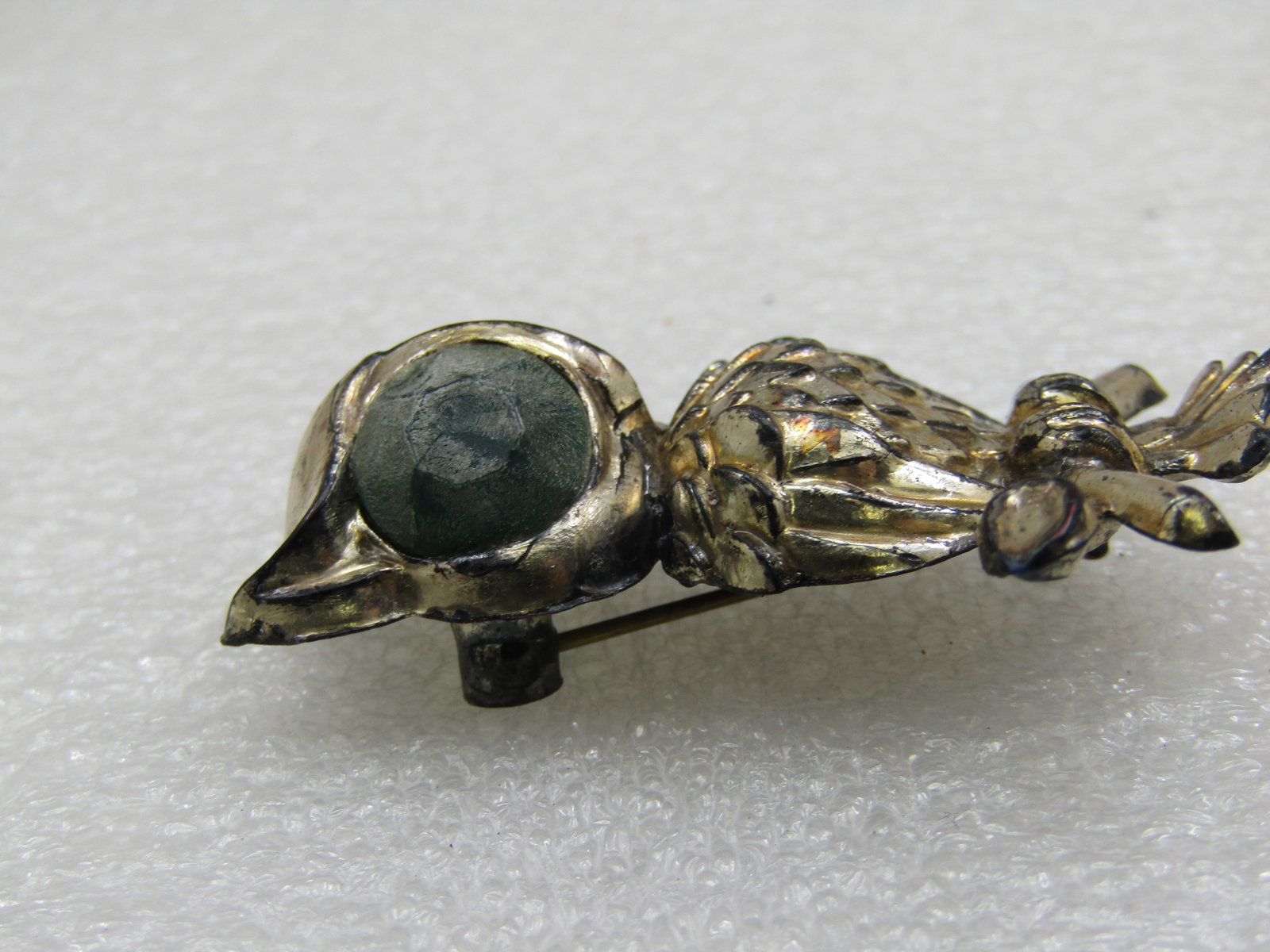 Vintage Silver Plastic Owl Brooch, 2" - 5