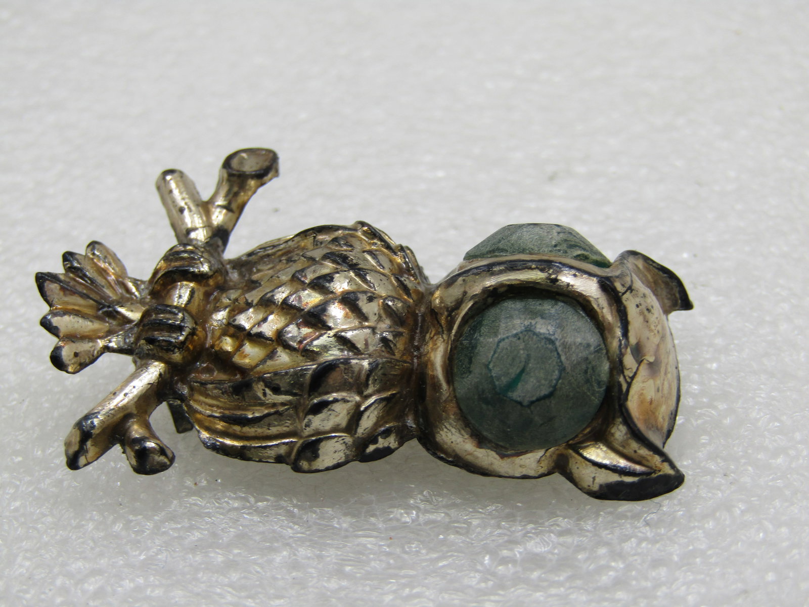 Vintage Silver Plastic Owl Brooch, 2" - 6