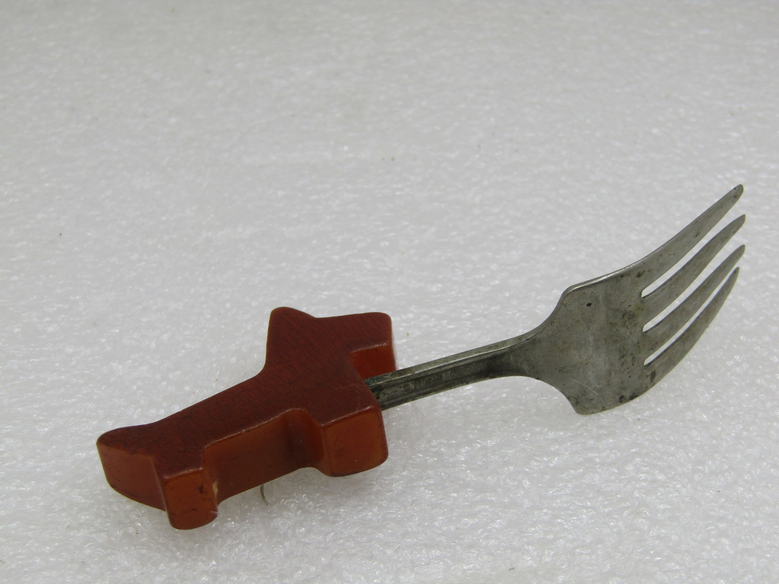 Vintage Butterscotch Bakelite Scottie Dog Fork, 1940's - 3