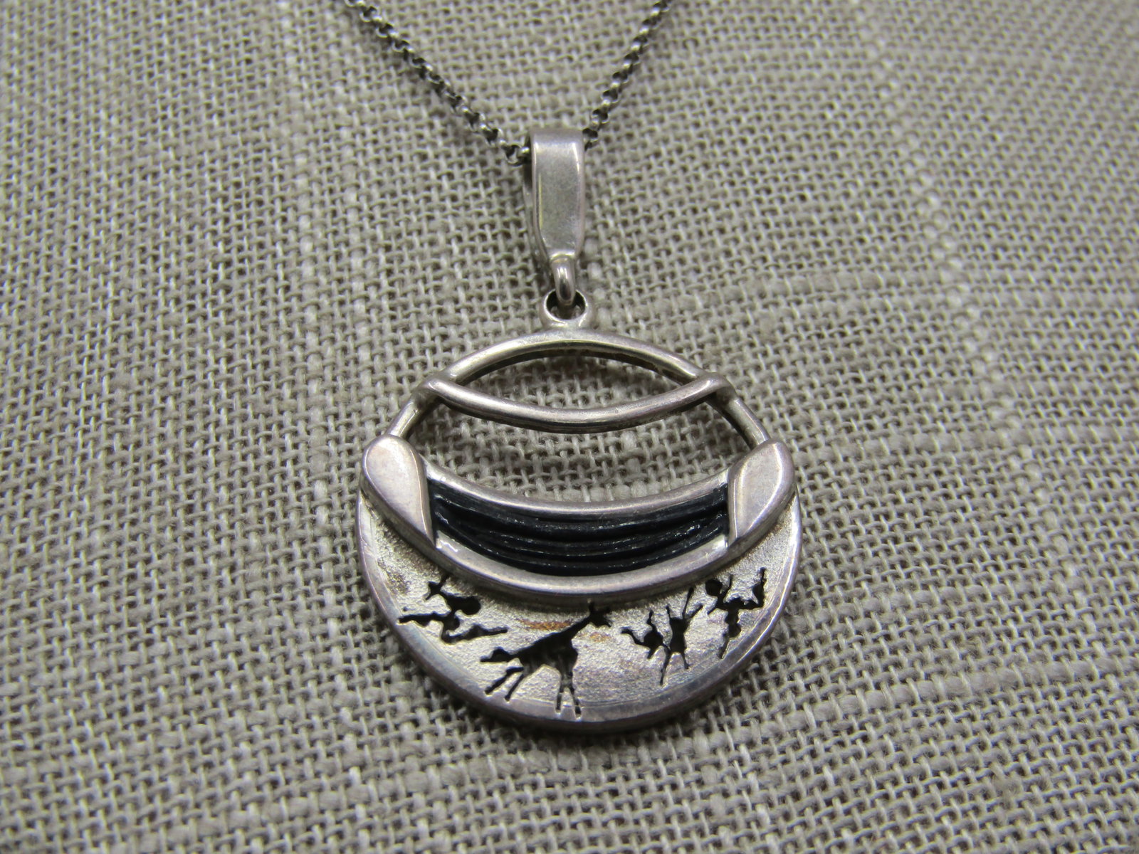 Vintage Sterling African Animal Themed Necklace 18" - 4