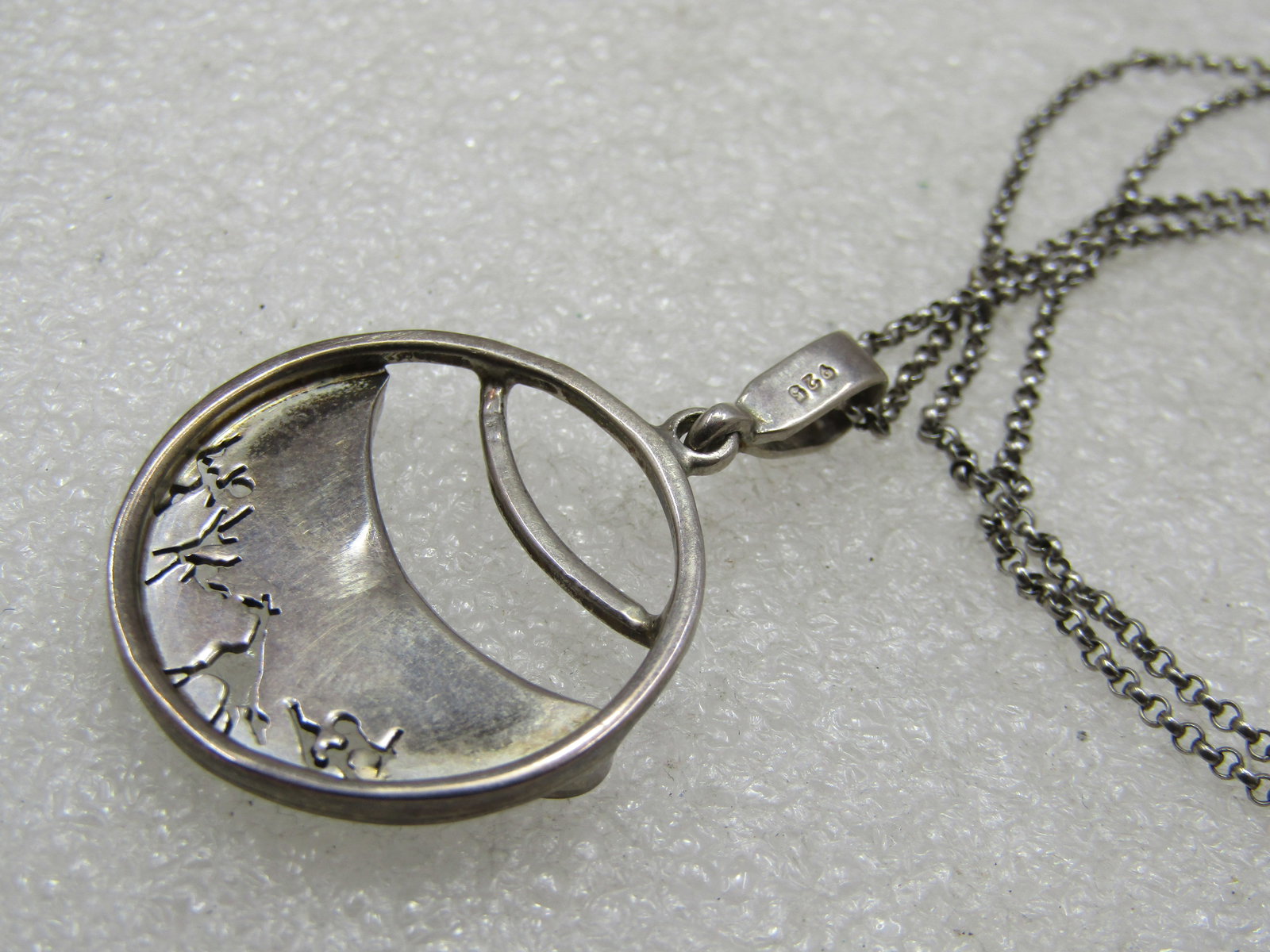 Vintage Sterling African Animal Themed Necklace 18" - 8