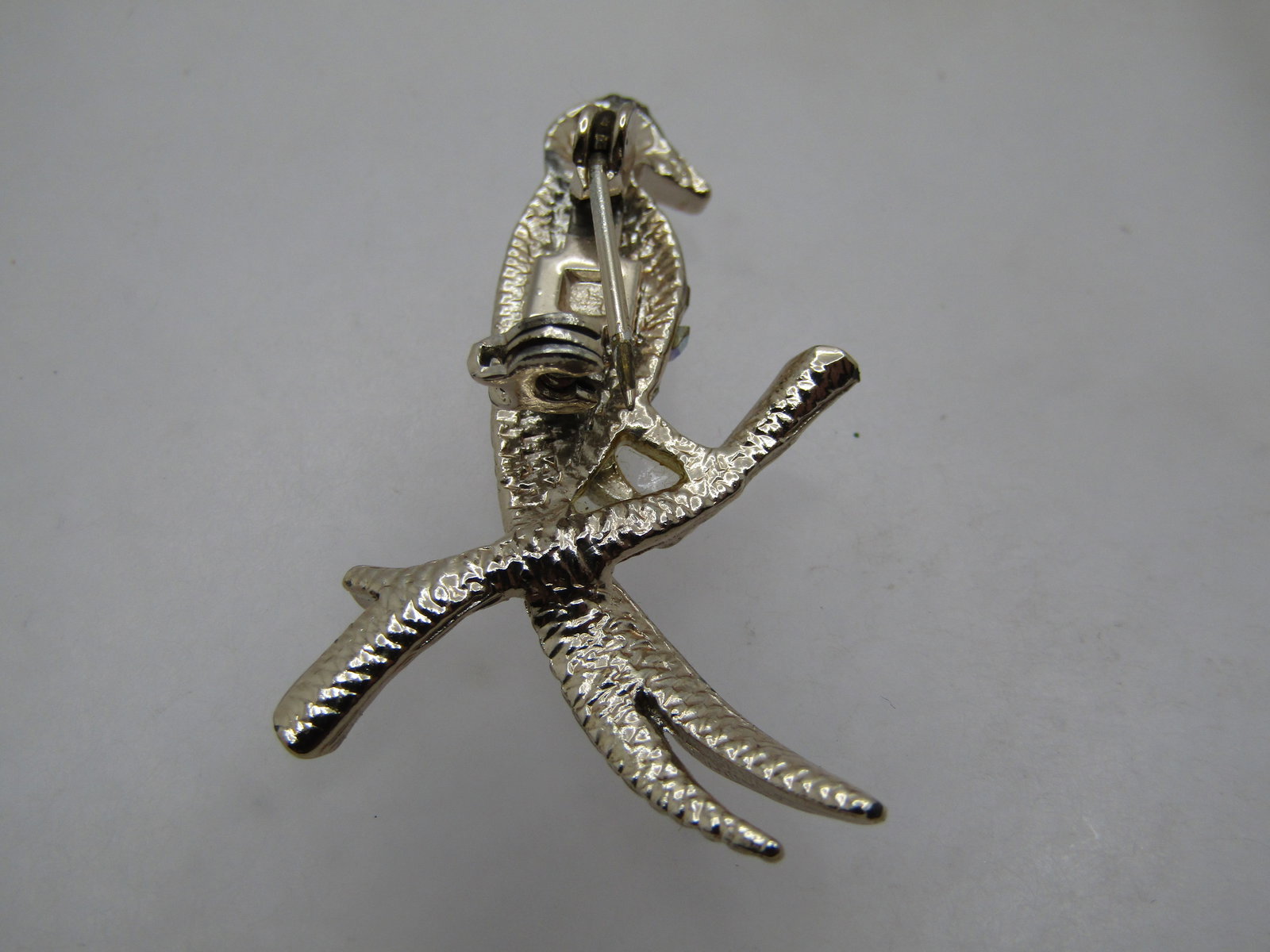 Vintage Rhinestone Bird on Branch Brooch, 1960's - 4