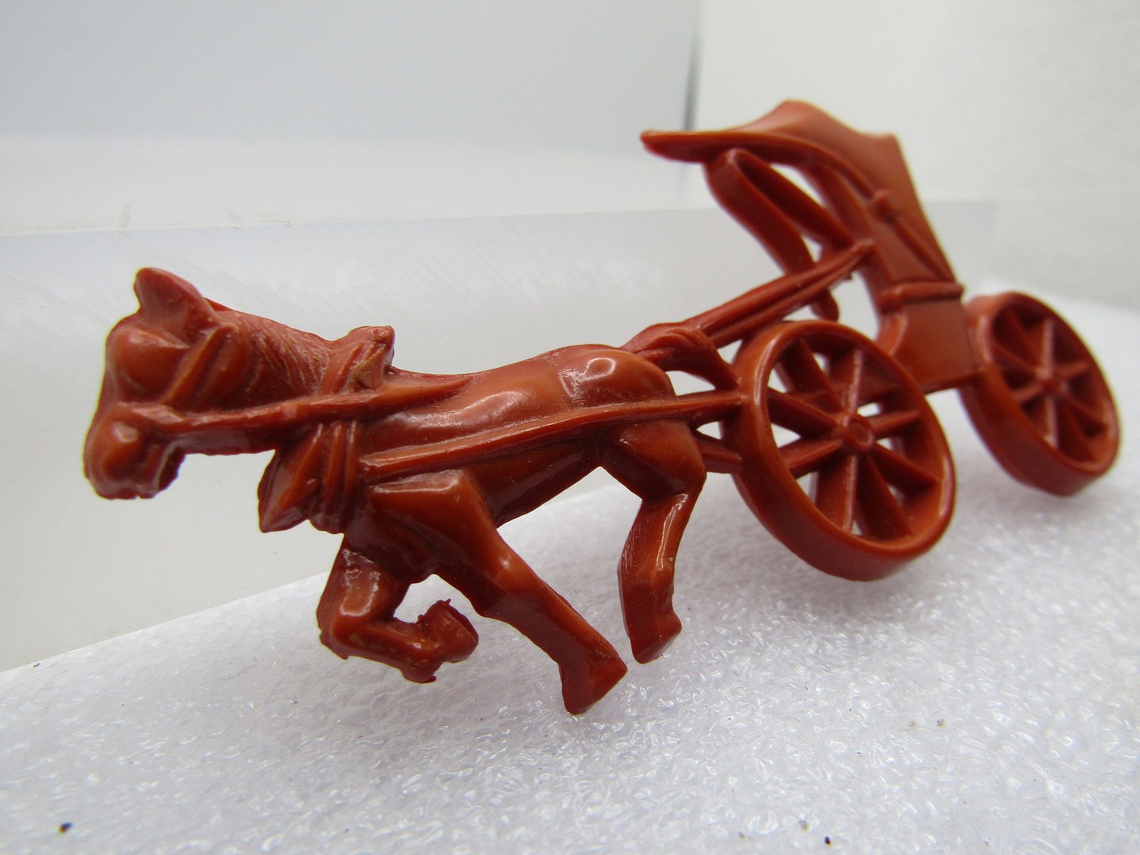 Vintage Brown Plastic Horse & Cart Brooch, 3.5", 1960's-1970's - 2