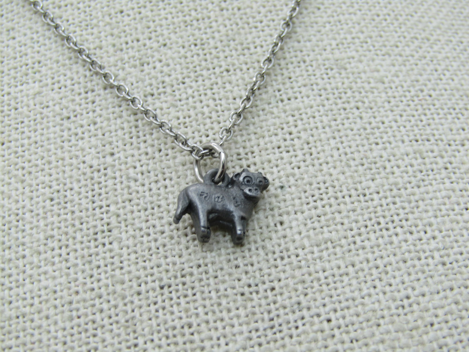 Vintage Pewter Cow Necklace, 16" - 2