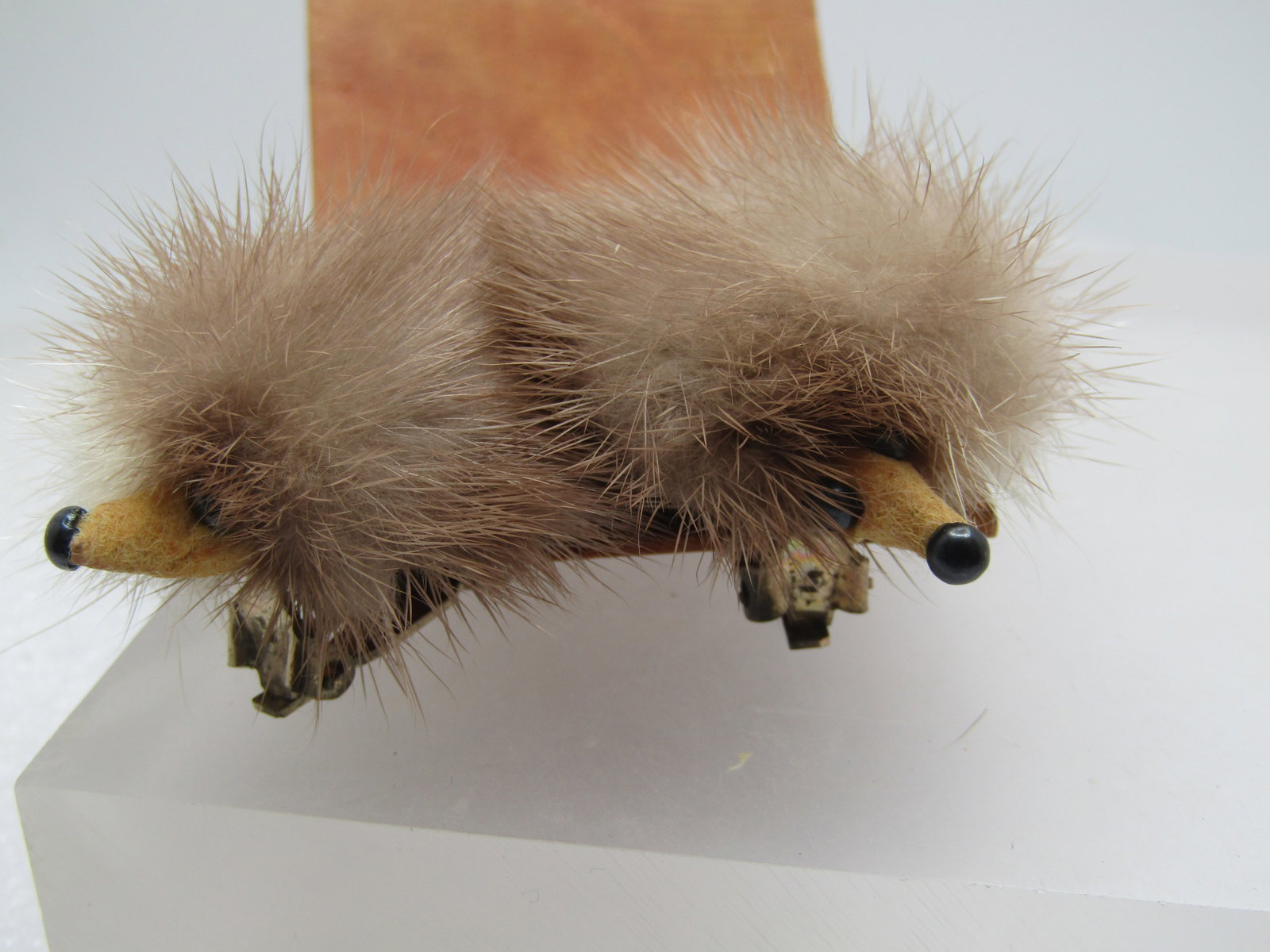 Vintage Mink Pom Pom Earrings, With Face, Clip, 1950's-1960's - 6