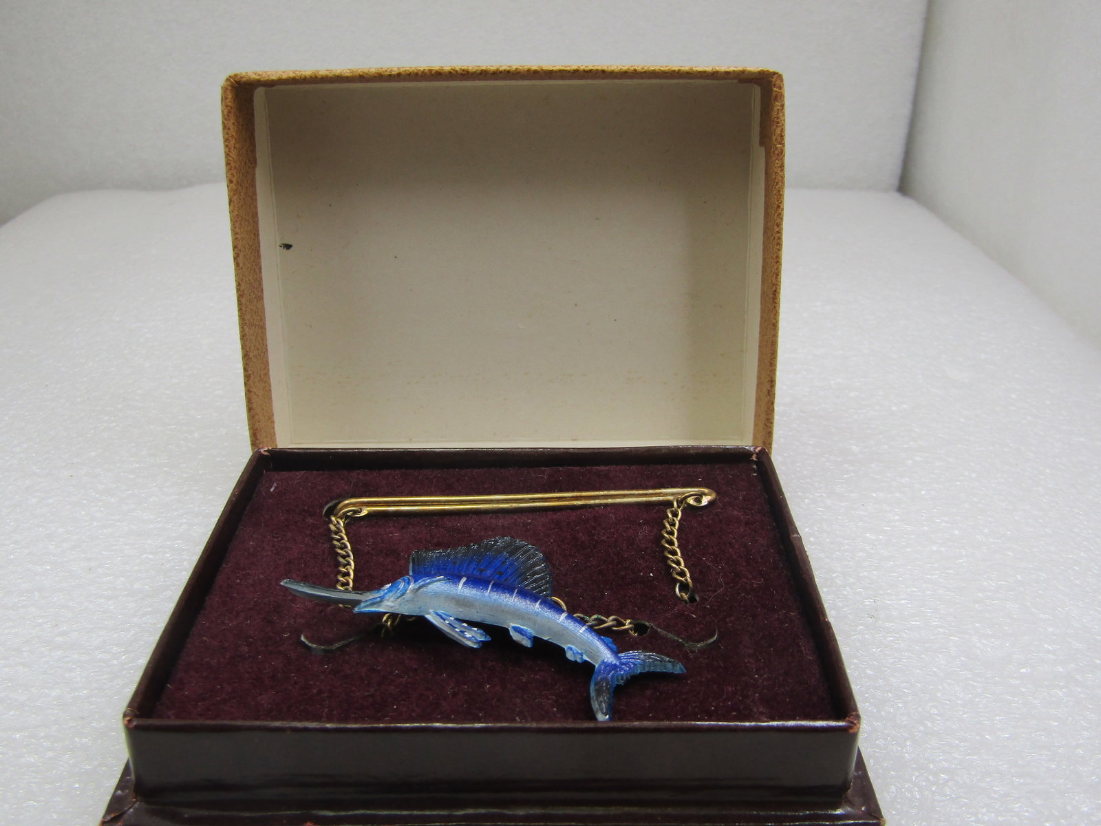 Vintage Sailfish Tie Bar by Wildlife Miniatures = in Box, 2.5" (1 of 6)