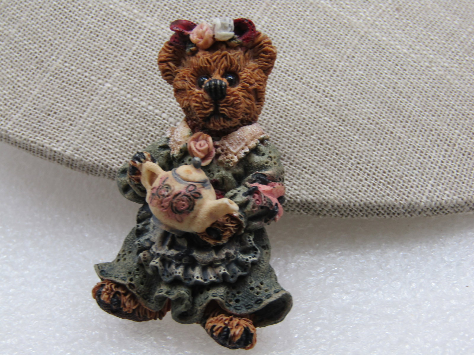 Boyd's Bear Tea Server Brooch, 2.25", Painted - 3