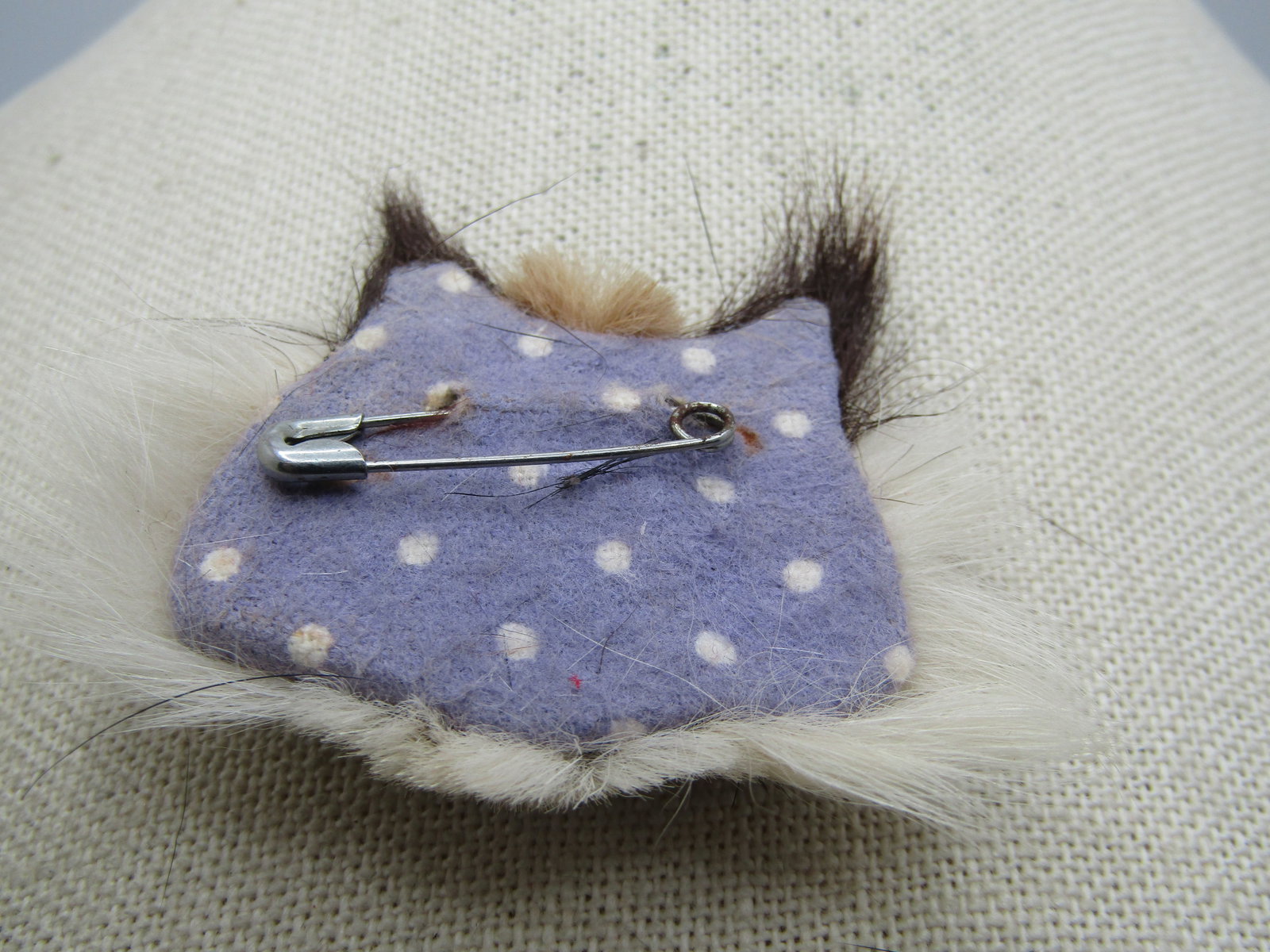 Vintage Tiger Face Fur Brooch, Handmade, 1950's-1960's. 2.5" - 5