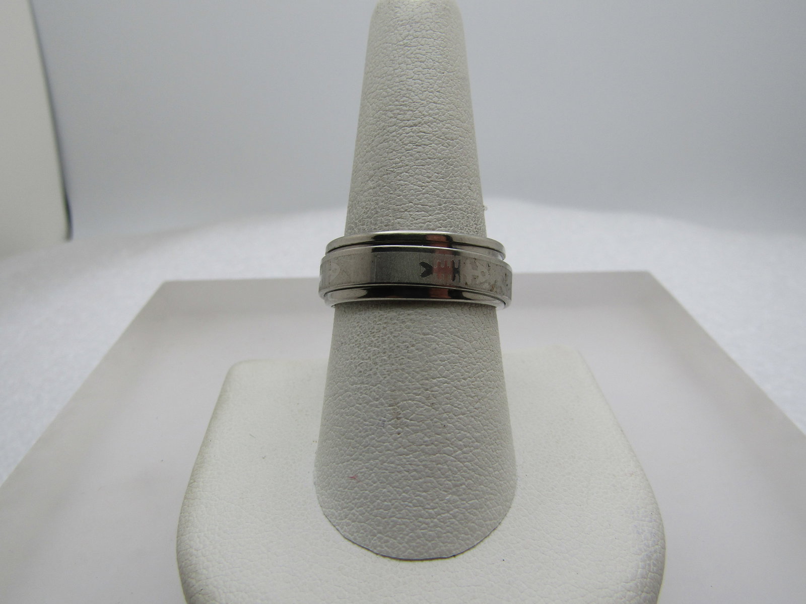 Stainless Fishbones Spinner Ring, Sz. 9, Unisex (1 of 6)