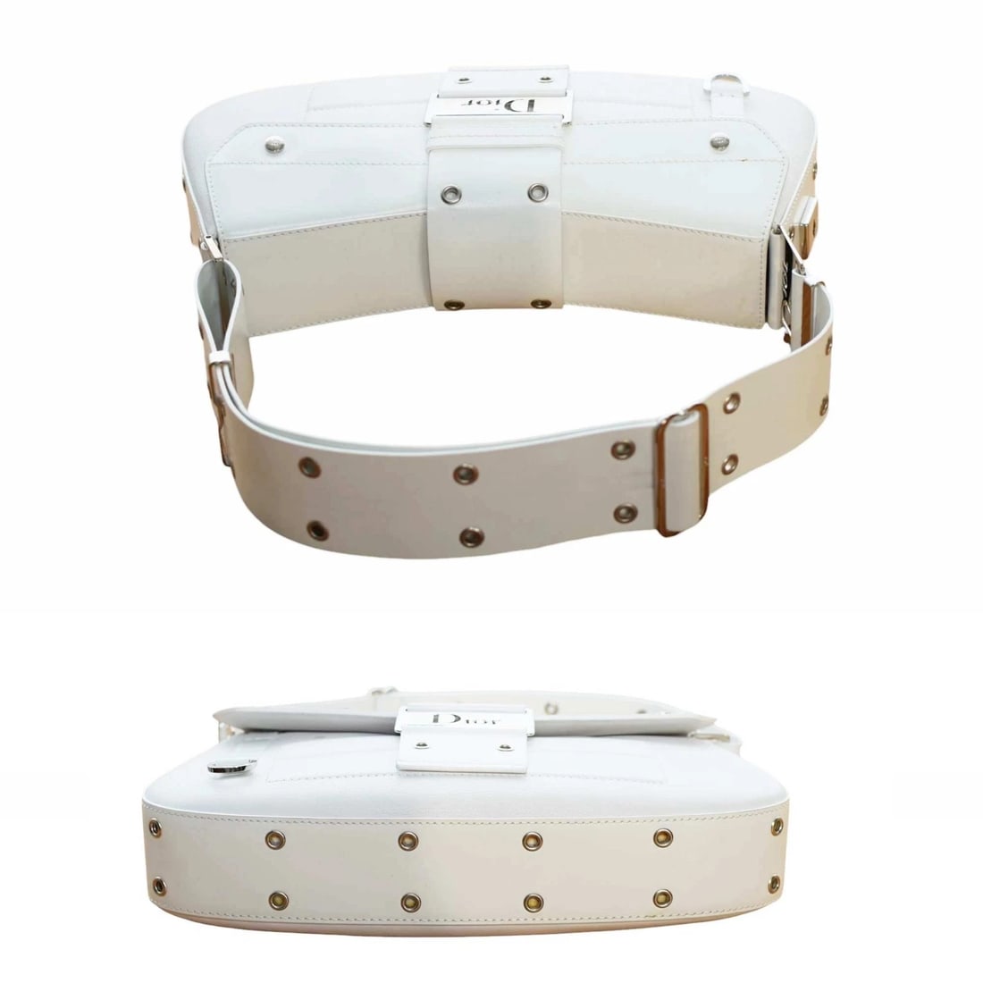 Christian Dior white calfskin street chic columbus ave handbag shoulder bag - 3