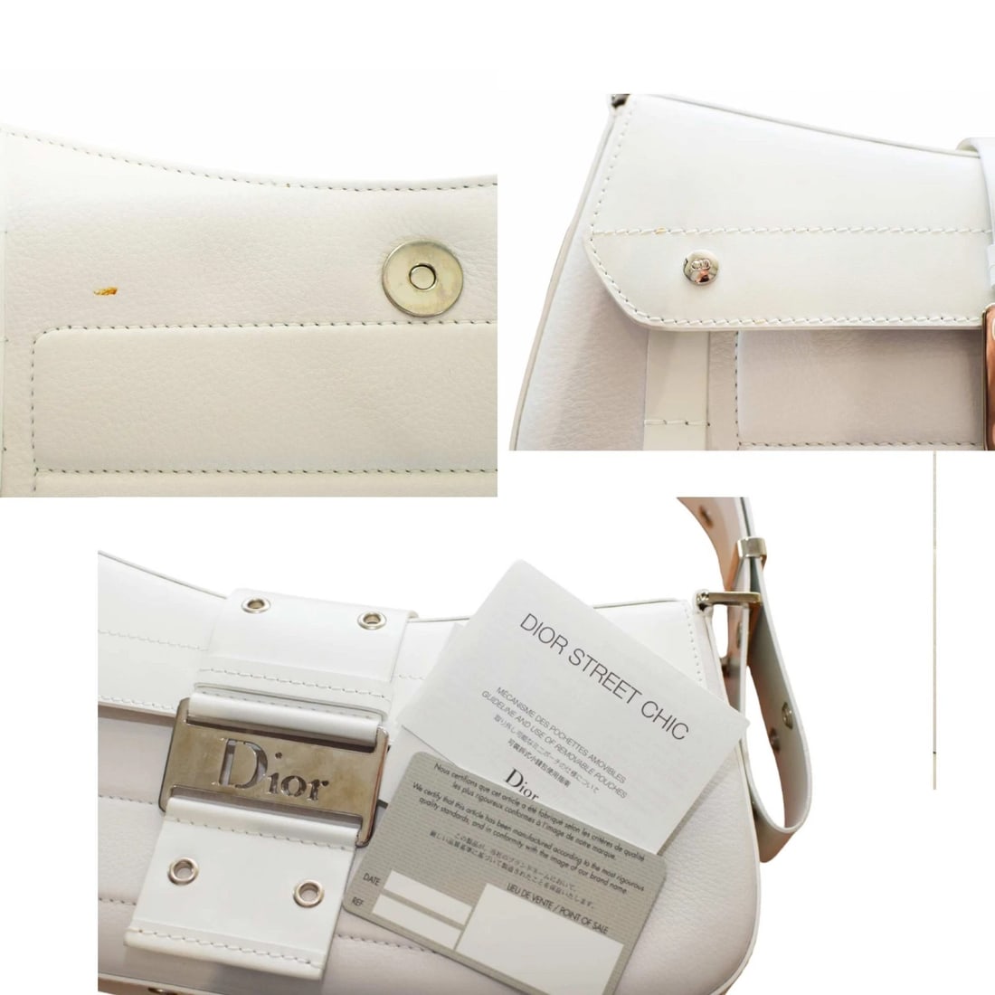 Christian Dior white calfskin street chic columbus ave handbag shoulder bag - 6