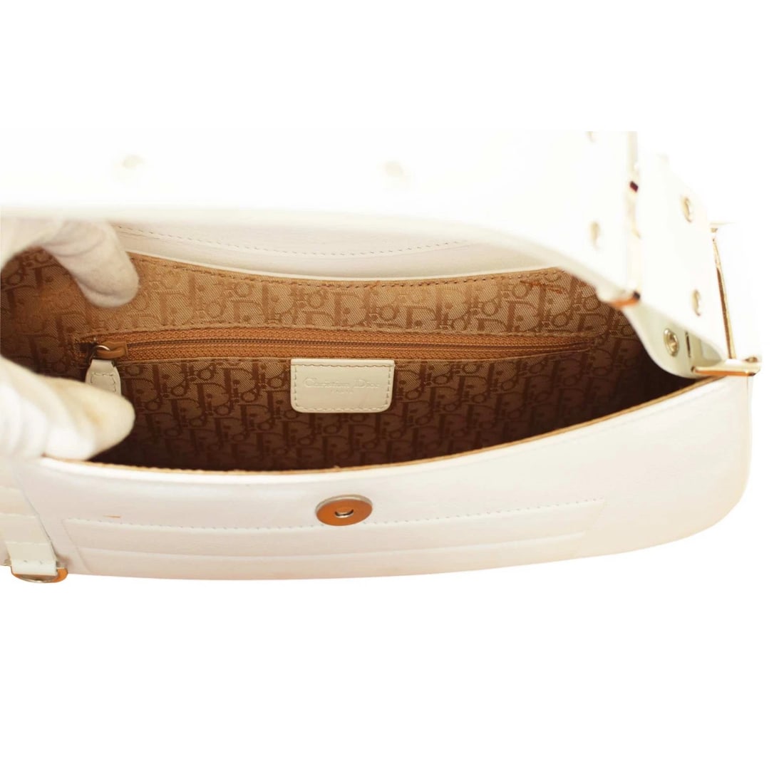 Christian Dior white calfskin street chic columbus ave handbag shoulder bag - 7