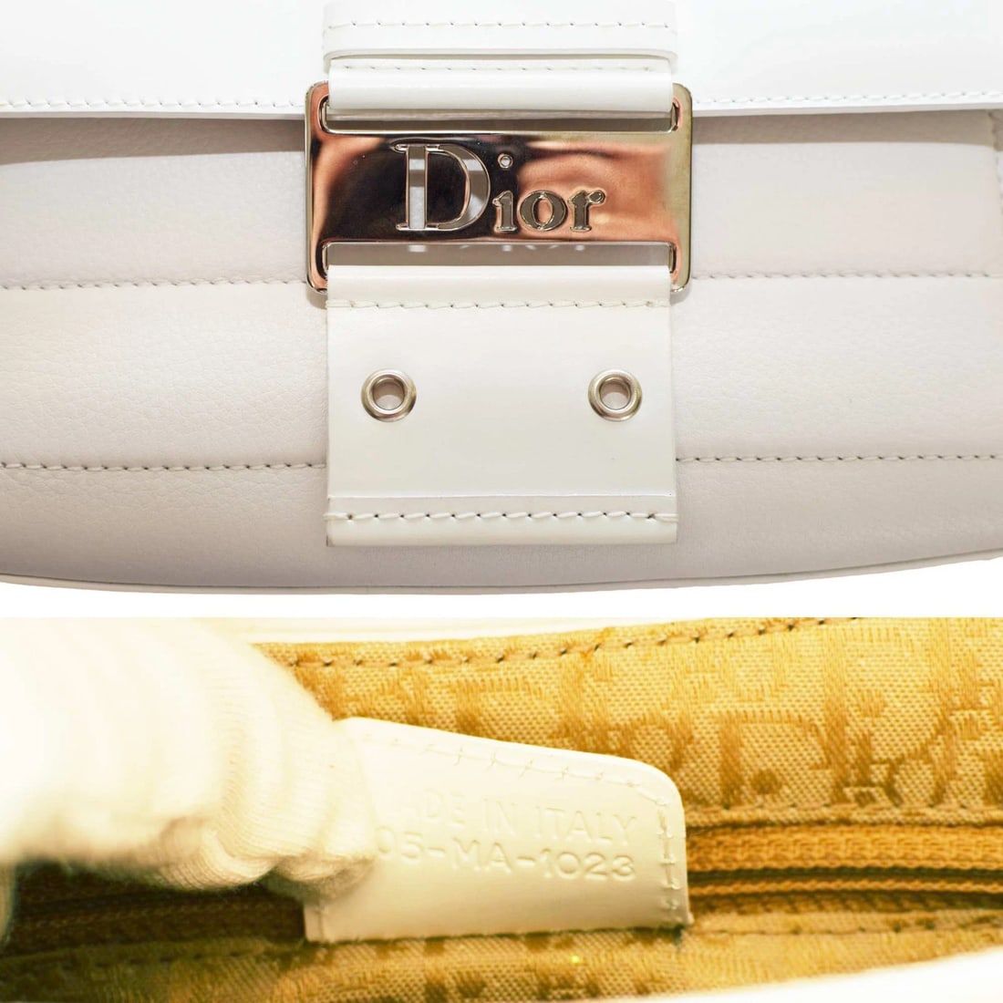 Christian Dior white calfskin street chic columbus ave handbag shoulder bag - 8