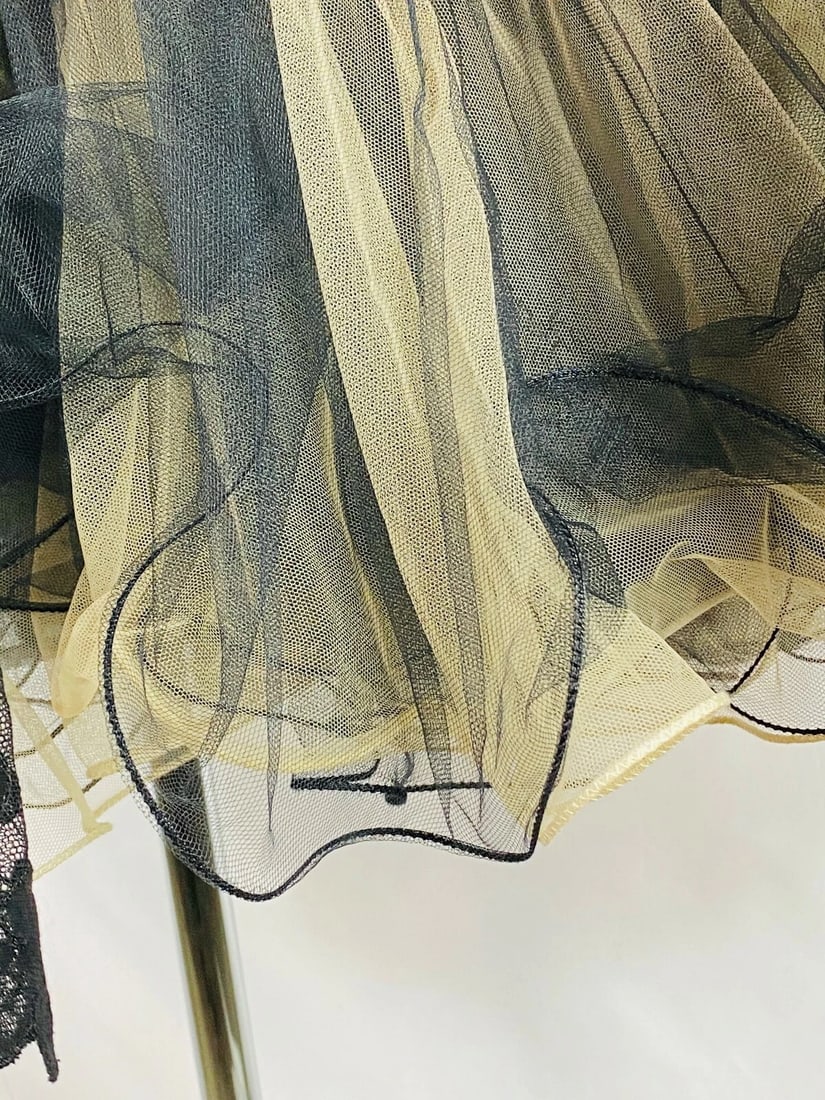 Vintage VICKY TIEL Couture Paris Black Floral Lace Sleeveless Mini Dress Size S - 8