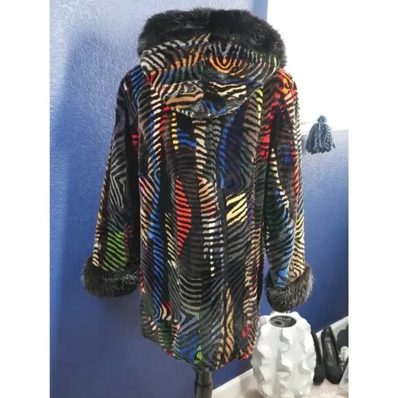 Amazing Sheared & Long hair Beaver Fur Coat Jacket W/ Hood - 3