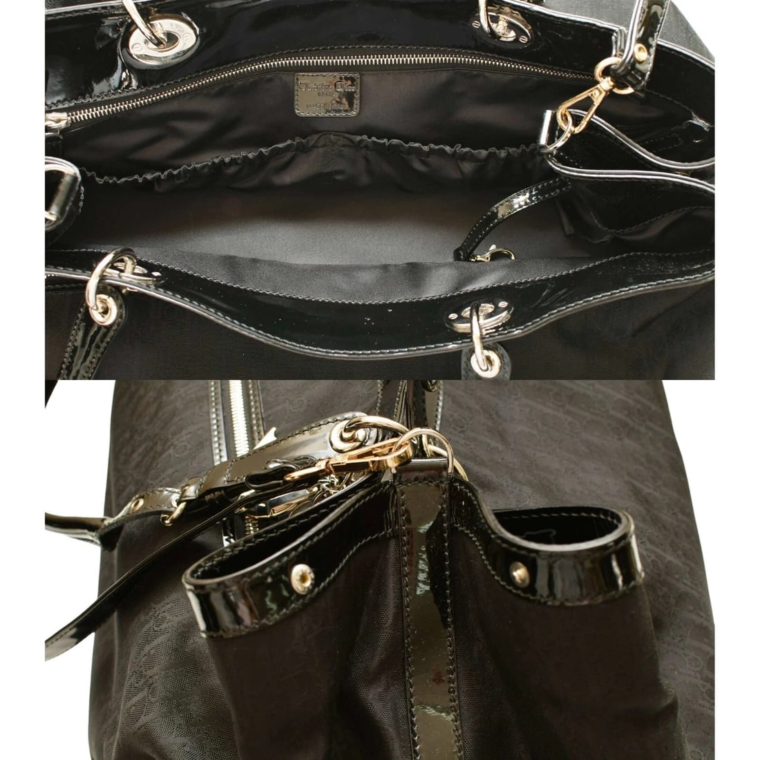 Christian Dior Oblique Jacquard & Black Patent Leather Tote Weekender Overnight - 7