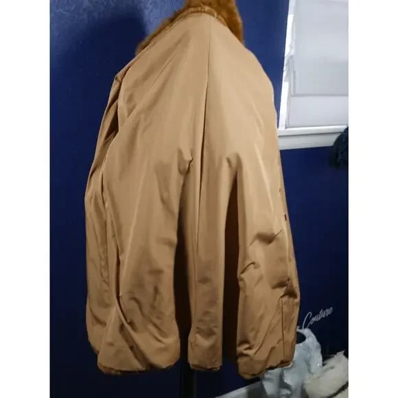 Gorgeous Whiskey Dyed Sheared Mink & Canadian Sable Fur Coat Jacket - 5