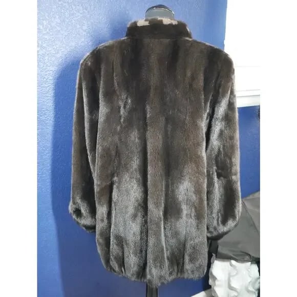 Stunning Black & Blue Iris Gray Mink Fur Coat Jacket Unisex Men or Women - 4