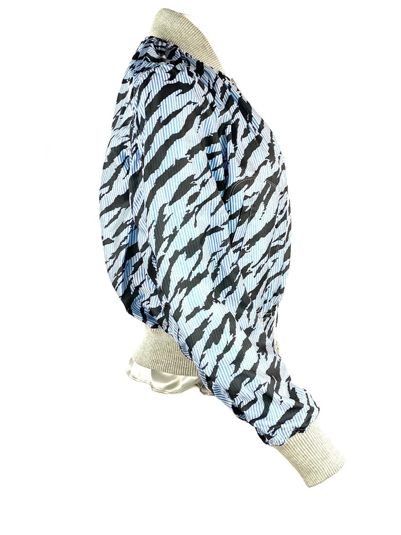Sacai Luck Light Blue Zebra Striped Bomber Jacket Size 2 - 3