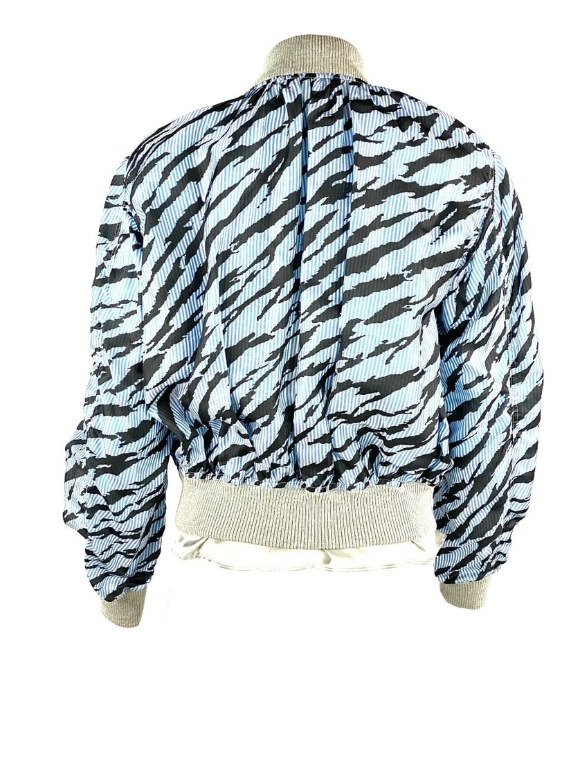 Sacai Luck Light Blue Zebra Striped Bomber Jacket Size 2 - 5