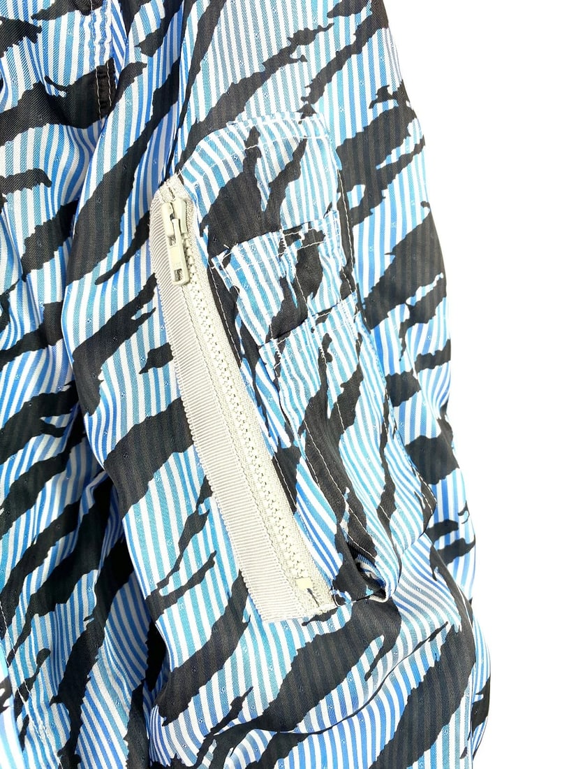Sacai Luck Light Blue Zebra Striped Bomber Jacket Size 2 - 6