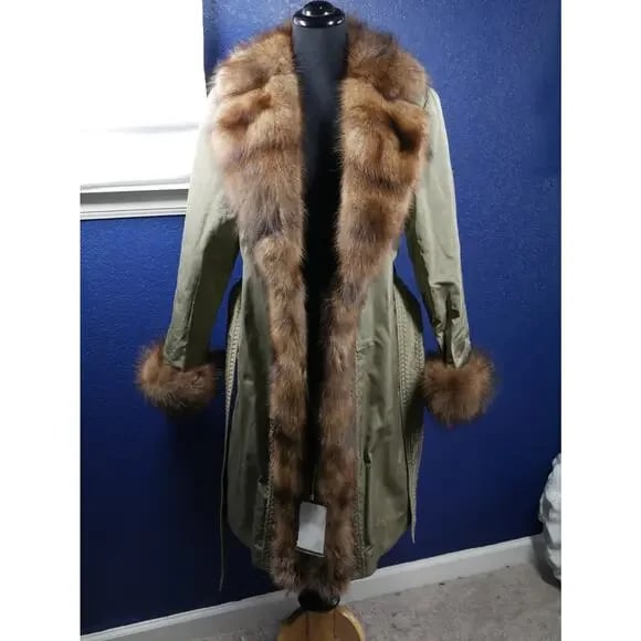 NWT $6500 Anna Maria Leporatti Saks Fifth Microfiber w/ Fisher Sable Fur Coat - 3