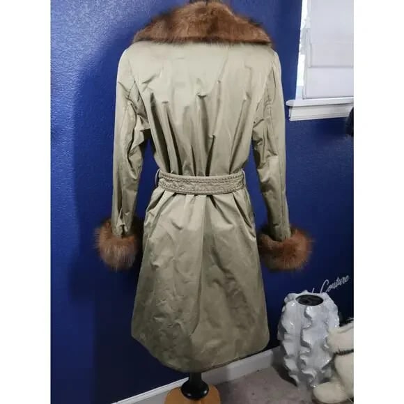 NWT $6500 Anna Maria Leporatti Saks Fifth Microfiber w/ Fisher Sable Fur Coat - 5