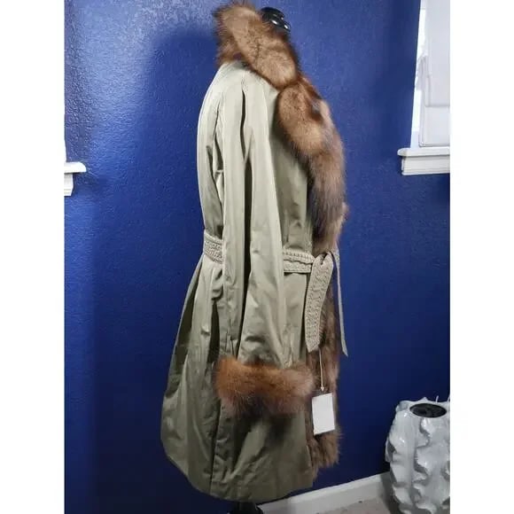 NWT $6500 Anna Maria Leporatti Saks Fifth Microfiber w/ Fisher Sable Fur Coat - 6