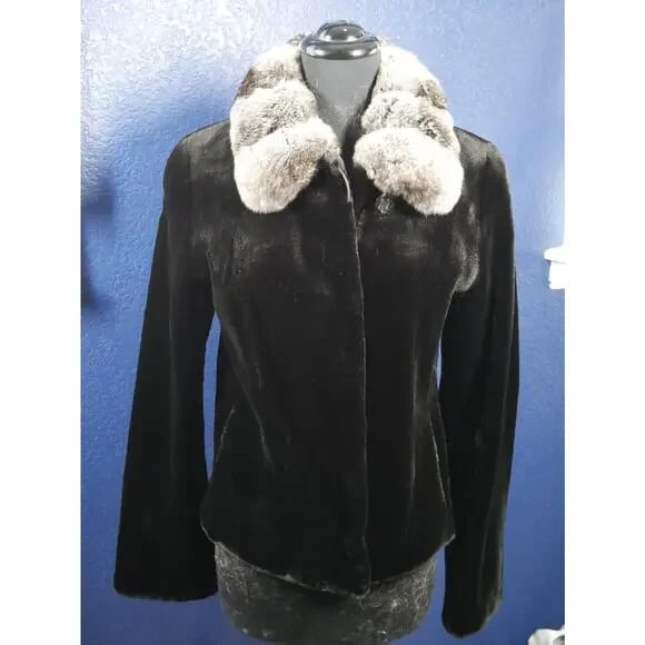 Gorgeous Sheared Mink & Chinchilla Fur Coat Jacket (1 of 9)