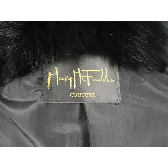 Amazing Designer Mary McFadden Couture Men's Black Fox Fur Coat Jacket - 6