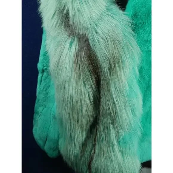 Gorgeous Fox & Rex Chinchilla Teal Fur Coat Jacket - 2