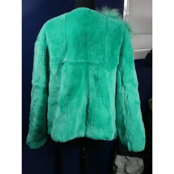 Gorgeous Fox & Rex Chinchilla Teal Fur Coat Jacket - 4