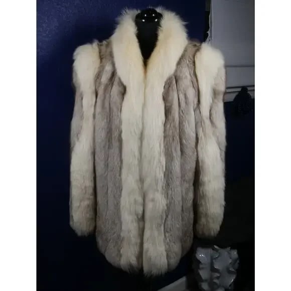 Gorgeous Blue & Shadow Fox Fur Coat Jacket (1 of 5)