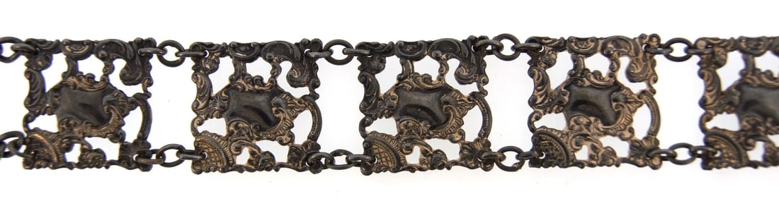 CHIC European Art Nouveau Blackened Silver Belt! - 2