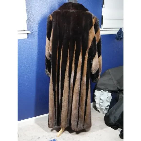 Striking two tone Full Length Mink Fur Coat Jacket XL Plus Unisex - 3