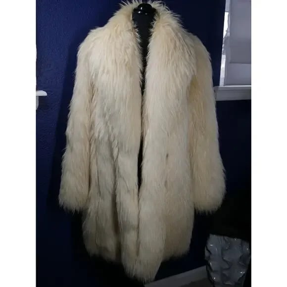 Amazing RARE Bleached Finnish Raccoon & Pearl Fox Fur Coat Jacket Unisex! - 2